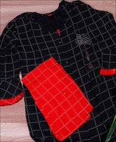Black Coloured Cotton Block Print Kurti Set